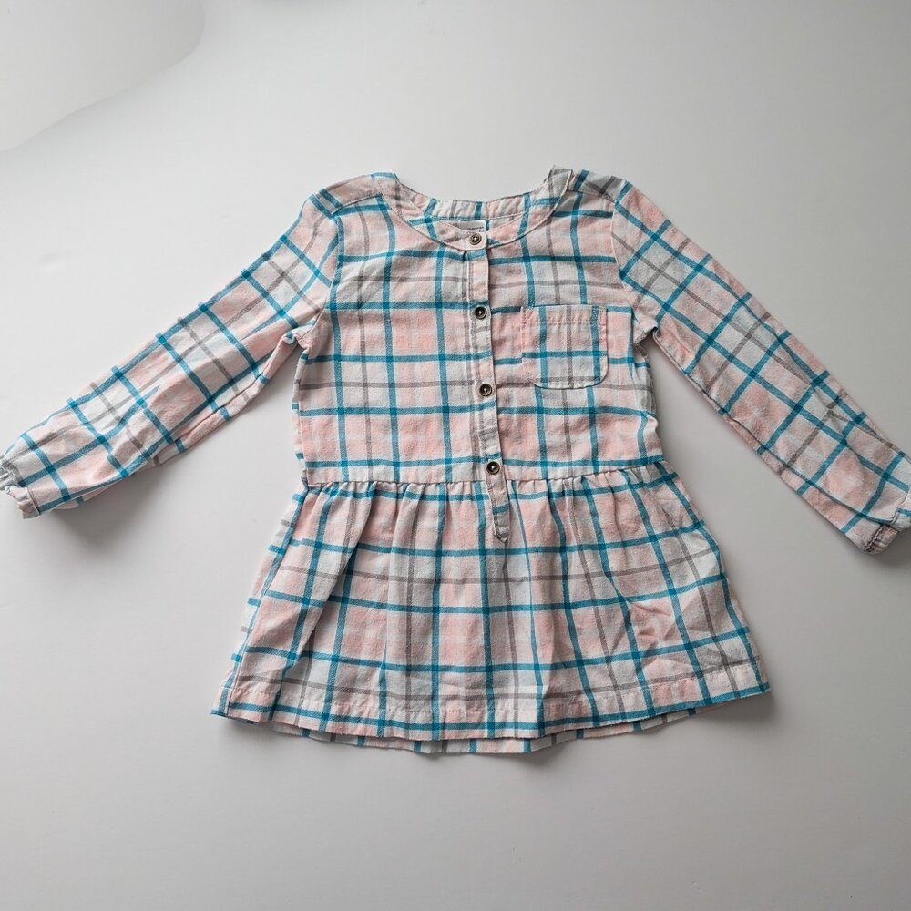 Carter's Pastel Plaid Long Sleeve Dress Girls 4t PLAY